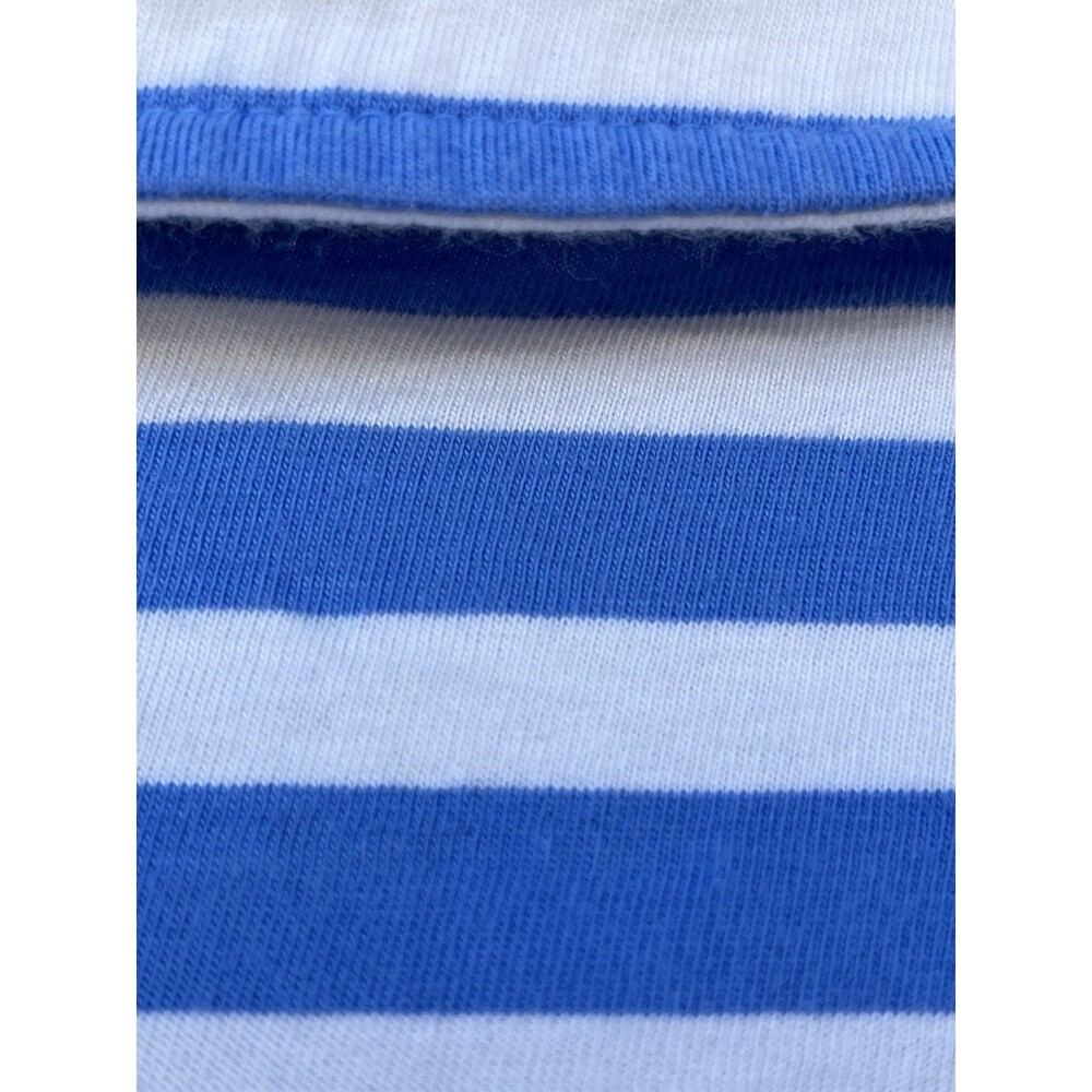 Talbots 100% Cotton Blue White Striped Collared Pullover Long Sleeve Top M - Picture 7 of 12